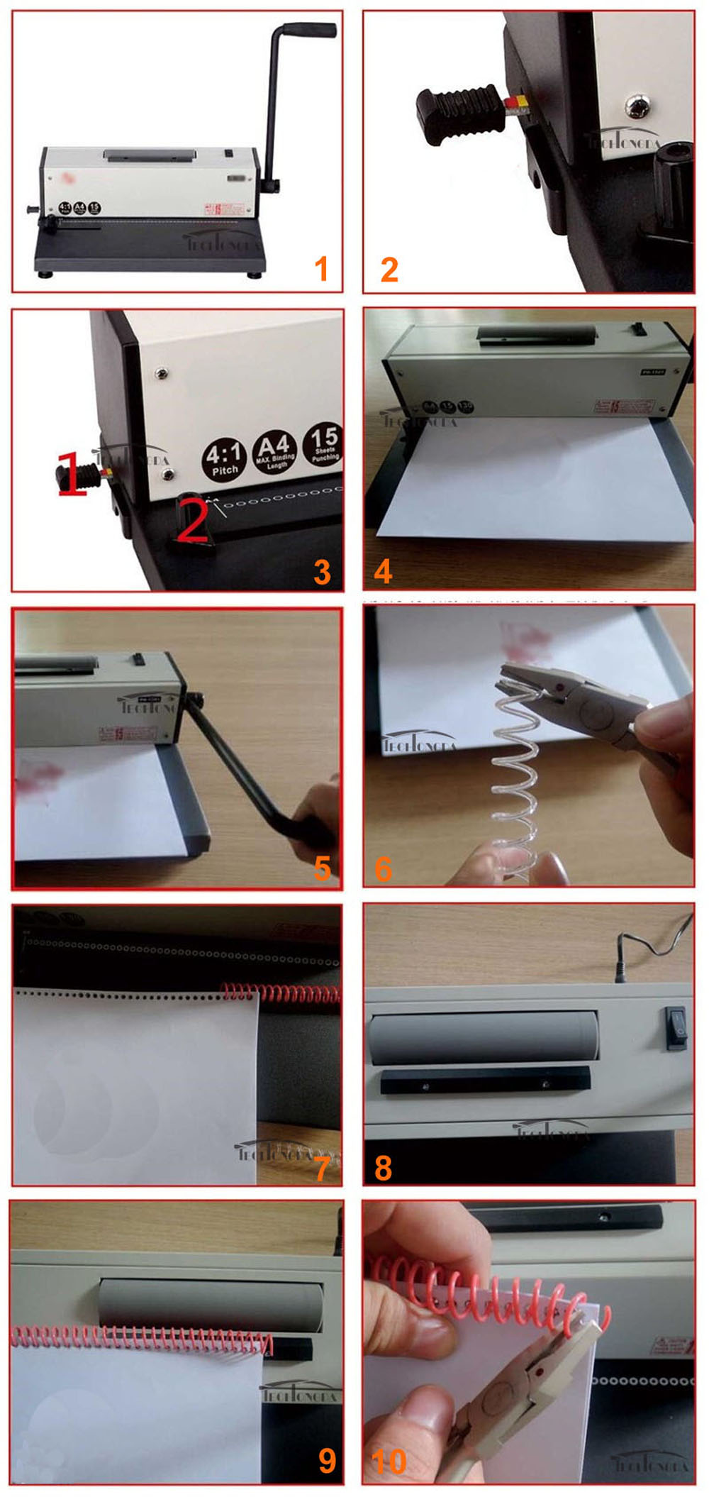 Coil Binding Machine Manual Round Hole Punch Binder with Electric Coil  Inserter 